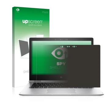 Parte frontale di una confezione del prodotto con il logo del marchio upscreen. Accanto è raffigurato il dispositivo HP EliteB