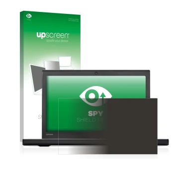 Parte frontale di una confezione del prodotto con il logo del marchio upscreen. Accanto è raffigurato il dispositivo Lenovo Th