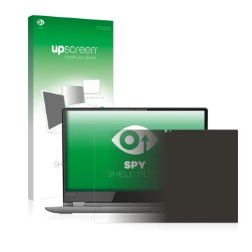 Parte frontale di una confezione del prodotto con il logo del marchio upscreen. Accanto è raffigurato il dispositivo Lenovo Yo