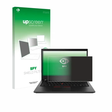 Parte frontale di una confezione del prodotto con il logo del marchio upscreen. Accanto è raffigurato il dispositivo Lenovo Th