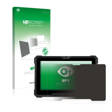 Parte frontale di una confezione del prodotto con il logo del marchio upscreen. Accanto è raffigurato il dispositivo Dell Lati