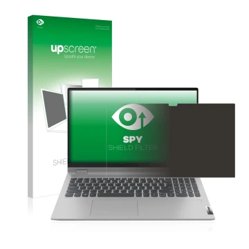 Parte frontale di una confezione del prodotto con il logo del marchio upscreen. Accanto è raffigurato il dispositivo Lenovo Id