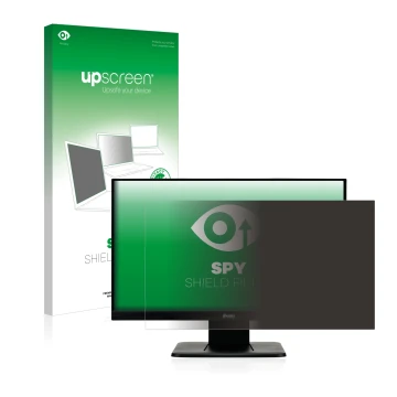 Parte frontale di una confezione del prodotto con il logo del marchio upscreen. Accanto è raffigurato il dispositivo Iiyama Pr