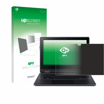 Parte frontale di una confezione del prodotto con il logo del marchio upscreen. Accanto è raffigurato il dispositivo Acer Trav
