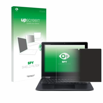 Parte frontale di una confezione del prodotto con il logo del marchio upscreen. Accanto è raffigurato il dispositivo Acer Chro