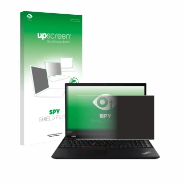 Parte frontale di una confezione del prodotto con il logo del marchio upscreen. Accanto è raffigurato il dispositivo Lenovo Th