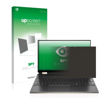 Parte frontale di una confezione del prodotto con il logo del marchio upscreen. Accanto è raffigurato il dispositivo HP Spectr