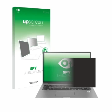 Parte frontale di una confezione del prodotto con il logo del marchio upscreen. Accanto è raffigurato il dispositivo LG gram 1