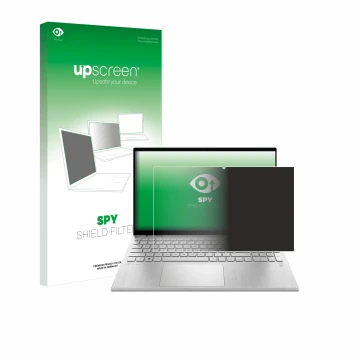Parte frontale di una confezione del prodotto con il logo del marchio upscreen. Accanto è raffigurato il dispositivo HP Pavili