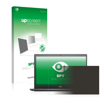 Parte frontale di una confezione del prodotto con il logo del marchio upscreen. Accanto è raffigurato il dispositivo Dell Lati