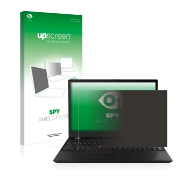 Parte frontale di una confezione del prodotto con il logo del marchio upscreen. Accanto è raffigurato il dispositivo Lenovo Th