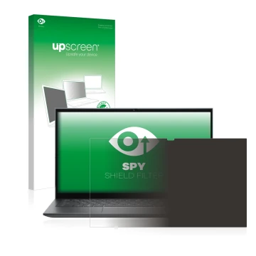 Parte frontale di una confezione del prodotto con il logo del marchio upscreen. Accanto è raffigurato il dispositivo Dell Insp