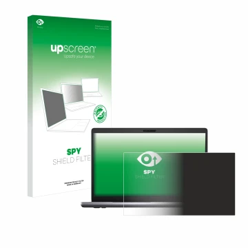 Parte frontale di una confezione del prodotto con il logo del marchio upscreen. Accanto è raffigurato il dispositivo Dell Lati