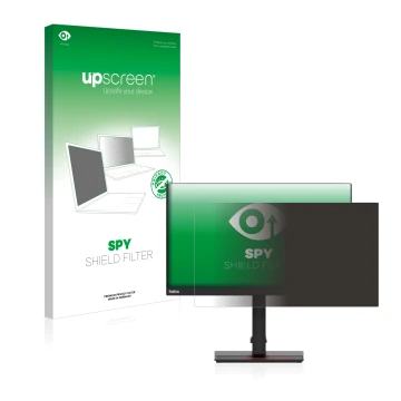 Parte frontale di una confezione del prodotto con il logo del marchio upscreen. Accanto è raffigurato il dispositivo Lenovo Th