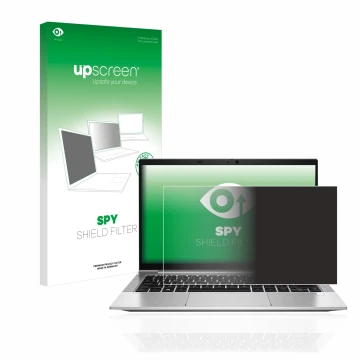Parte frontale di una confezione del prodotto con il logo del marchio upscreen. Accanto è raffigurato il dispositivo HP EliteB