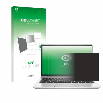 Parte frontale di una confezione del prodotto con il logo del marchio upscreen. Accanto è raffigurato il dispositivo HP EliteB