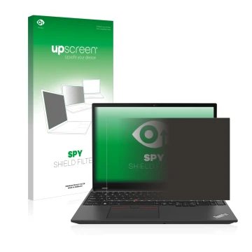 Parte frontale di una confezione del prodotto con il logo del marchio upscreen. Accanto è raffigurato il dispositivo Lenovo Th