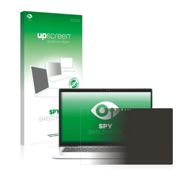 Parte frontale di una confezione del prodotto con il logo del marchio upscreen. Accanto è raffigurato il dispositivo Dell Lati