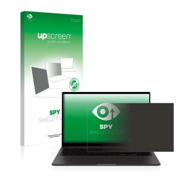 Parte frontale di una confezione del prodotto con il logo del marchio upscreen. Accanto è raffigurato il dispositivo Samsung G