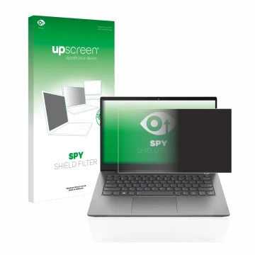 Parte frontale di una confezione del prodotto con il logo del marchio upscreen. Accanto è raffigurato il dispositivo Lenovo Th