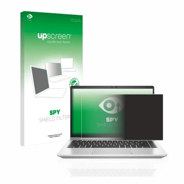 Parte frontale di una confezione del prodotto con il logo del marchio upscreen. Accanto è raffigurato il dispositivo HP EliteB