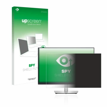 Parte frontale di una confezione del prodotto con il logo del marchio upscreen. Accanto è raffigurato il dispositivo Dell Prof