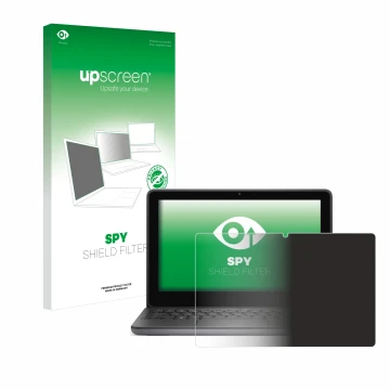 Parte frontale di una confezione del prodotto con il logo del marchio upscreen. Accanto è raffigurato il dispositivo Dell Lati