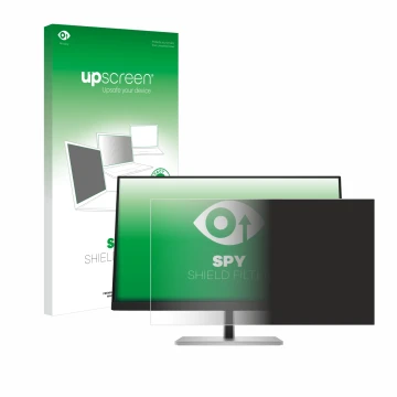 Parte frontale di una confezione del prodotto con il logo del marchio upscreen. Accanto è raffigurato il dispositivo HP E24 G5