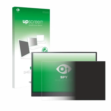 Parte frontale di una confezione del prodotto con il logo del marchio upscreen. Accanto è raffigurato il dispositivo LG gram +