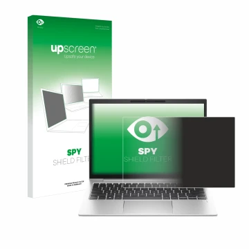 Parte frontale di una confezione del prodotto con il logo del marchio upscreen. Accanto è raffigurato il dispositivo HP EliteB