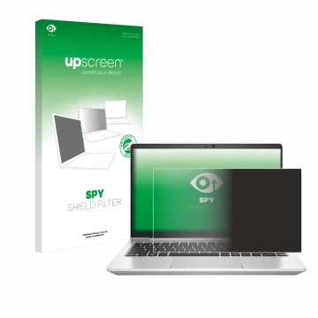 Parte frontale di una confezione del prodotto con il logo del marchio upscreen. Accanto è raffigurato il dispositivo HP EliteB