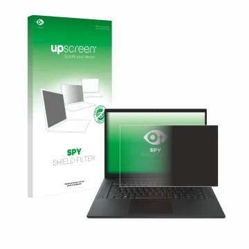 Parte frontale di una confezione del prodotto con il logo del marchio upscreen. Accanto è raffigurato il dispositivo Lenovo Th