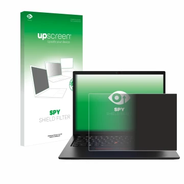 Parte frontale di una confezione del prodotto con il logo del marchio upscreen. Accanto è raffigurato il dispositivo Lenovo Th