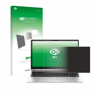 Parte frontale di una confezione del prodotto con il logo del marchio upscreen. Accanto è raffigurato il dispositivo HP EliteB