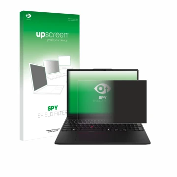Parte frontale di una confezione del prodotto con il logo del marchio upscreen. Accanto è raffigurato il dispositivo Lenovo Th