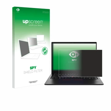 Parte frontale di una confezione del prodotto con il logo del marchio upscreen. Accanto è raffigurato il dispositivo Lenovo Th