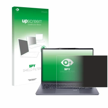 Parte frontale di una confezione del prodotto con il logo del marchio upscreen. Accanto è raffigurato il dispositivo Acer Swif