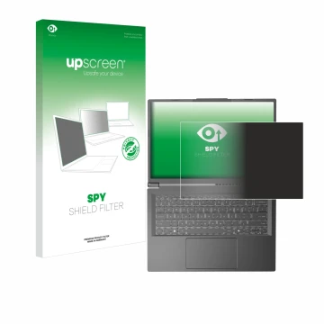 Parte frontale di una confezione del prodotto con il logo del marchio upscreen. Accanto è raffigurato il dispositivo Acer Aspi