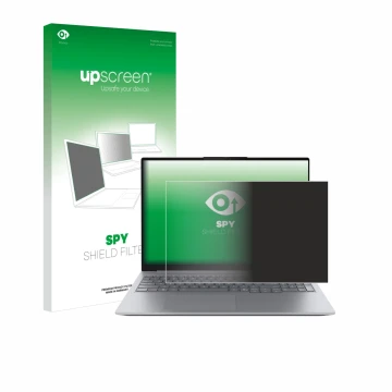Parte frontale di una confezione del prodotto con il logo del marchio upscreen. Accanto è raffigurato il dispositivo Lenovo Th