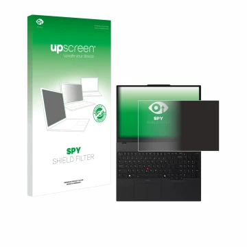Parte frontale di una confezione del prodotto con il logo del marchio upscreen. Accanto è raffigurato il dispositivo Lenovo Th