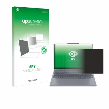 Parte frontale di una confezione del prodotto con il logo del marchio upscreen. Accanto è raffigurato il dispositivo Lenovo Th