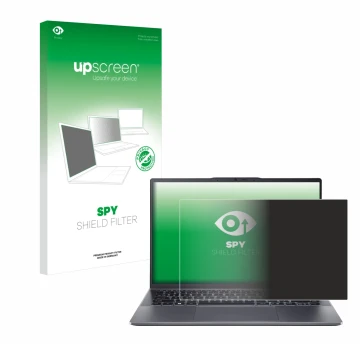 Parte frontale di una confezione del prodotto con il logo del marchio upscreen. Accanto è raffigurato il dispositivo Acer Swif