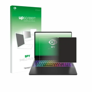 Parte frontale di una confezione del prodotto con il logo del marchio upscreen. Accanto è raffigurato il dispositivo HP Omen M