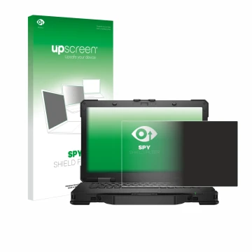 Parte frontale di una confezione del prodotto con il logo del marchio upscreen. Accanto è raffigurato il dispositivo Dell Pro 