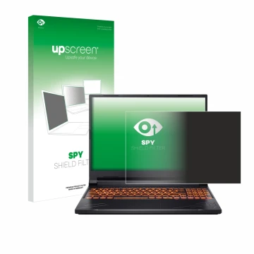 Parte frontale di una confezione del prodotto con il logo del marchio upscreen. Accanto è raffigurato il dispositivo Acer Nitr