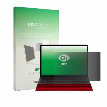 Parte frontale di una confezione del prodotto con il logo del marchio upscreen. Accanto è raffigurato il dispositivo HP Scuder