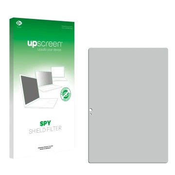 Parte frontale di una confezione del prodotto con il logo del marchio upscreen. Accanto si trova la protezione per lo schermo 