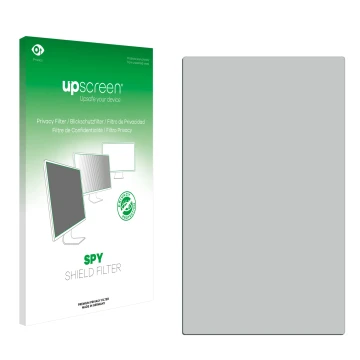 Parte frontale di una confezione del prodotto con il logo del marchio upscreen. Accanto si trova la protezione per lo schermo 