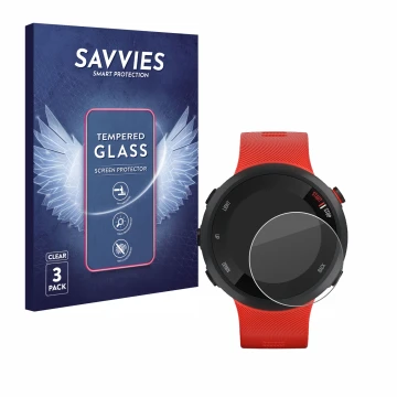 Parte frontale di una confezione del prodotto con il logo del marchio Savvies. Accanto è raffigurato il dispositivo Garmin For