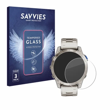 Parte frontale di una confezione del prodotto con il logo del marchio Savvies. Accanto è raffigurato il dispositivo Garmin D2 